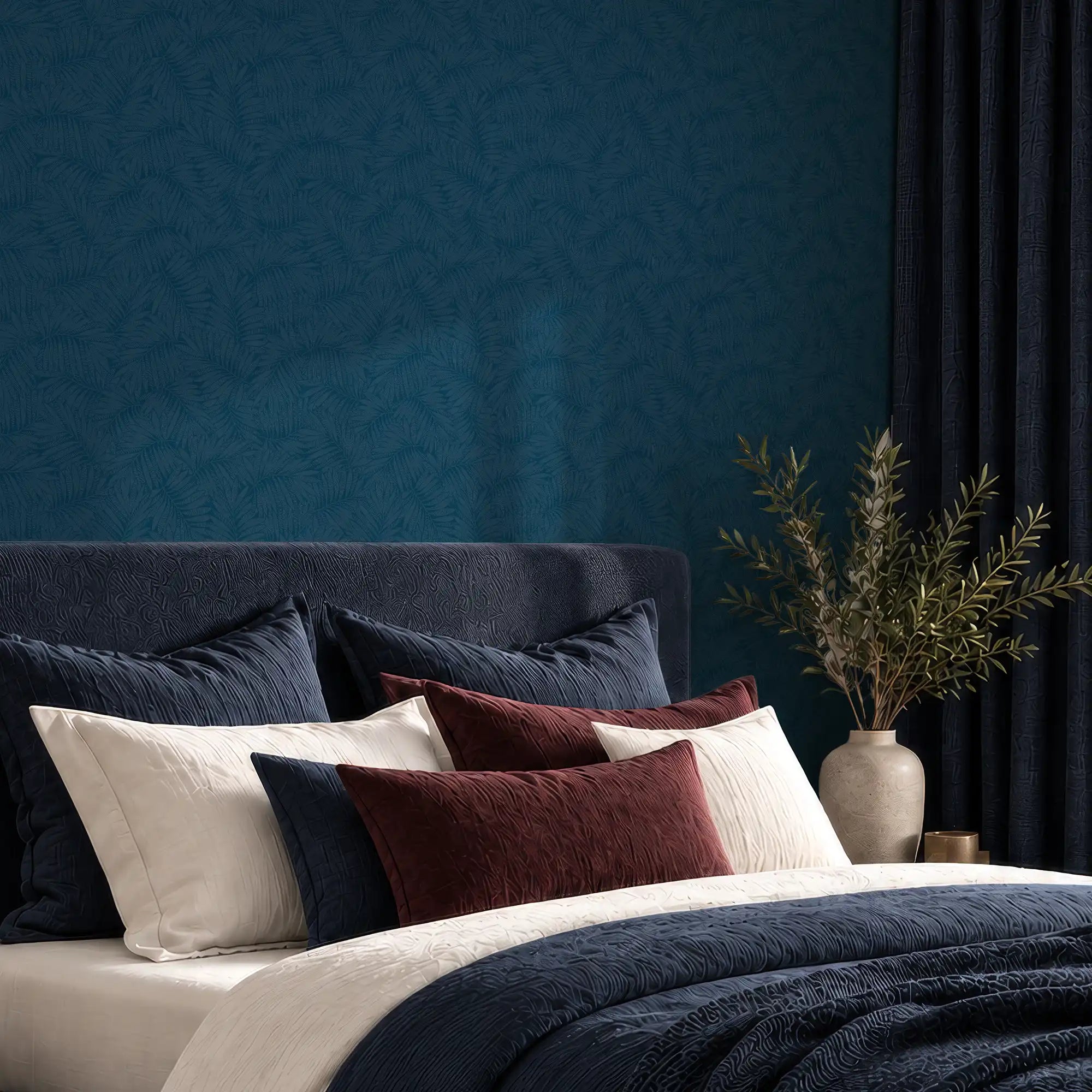 Fern Leaf Wallpaper in Sapphire
