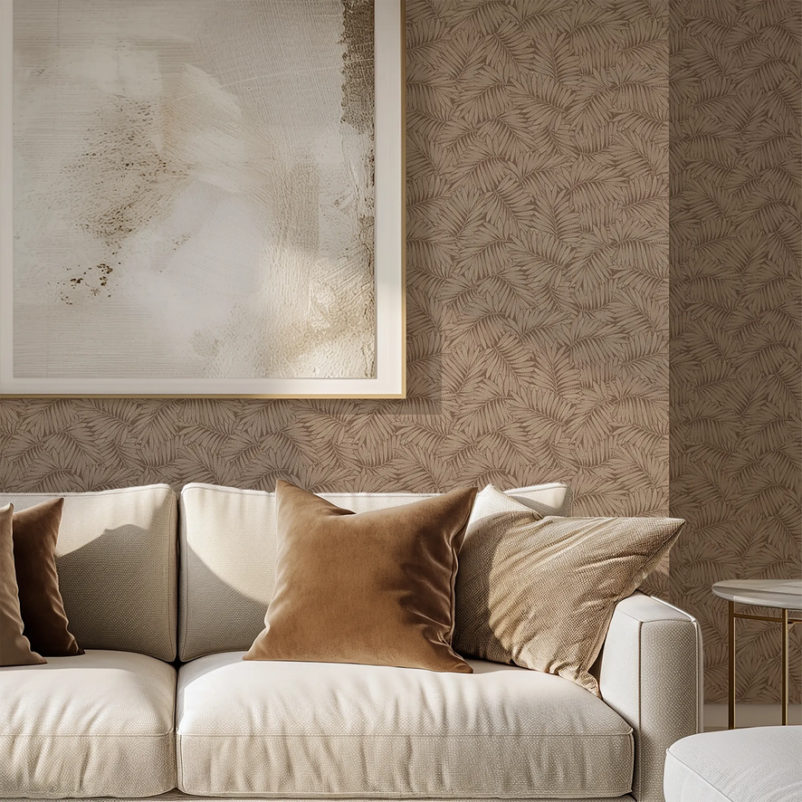 Fern Leaf Wallpaper in Mocha