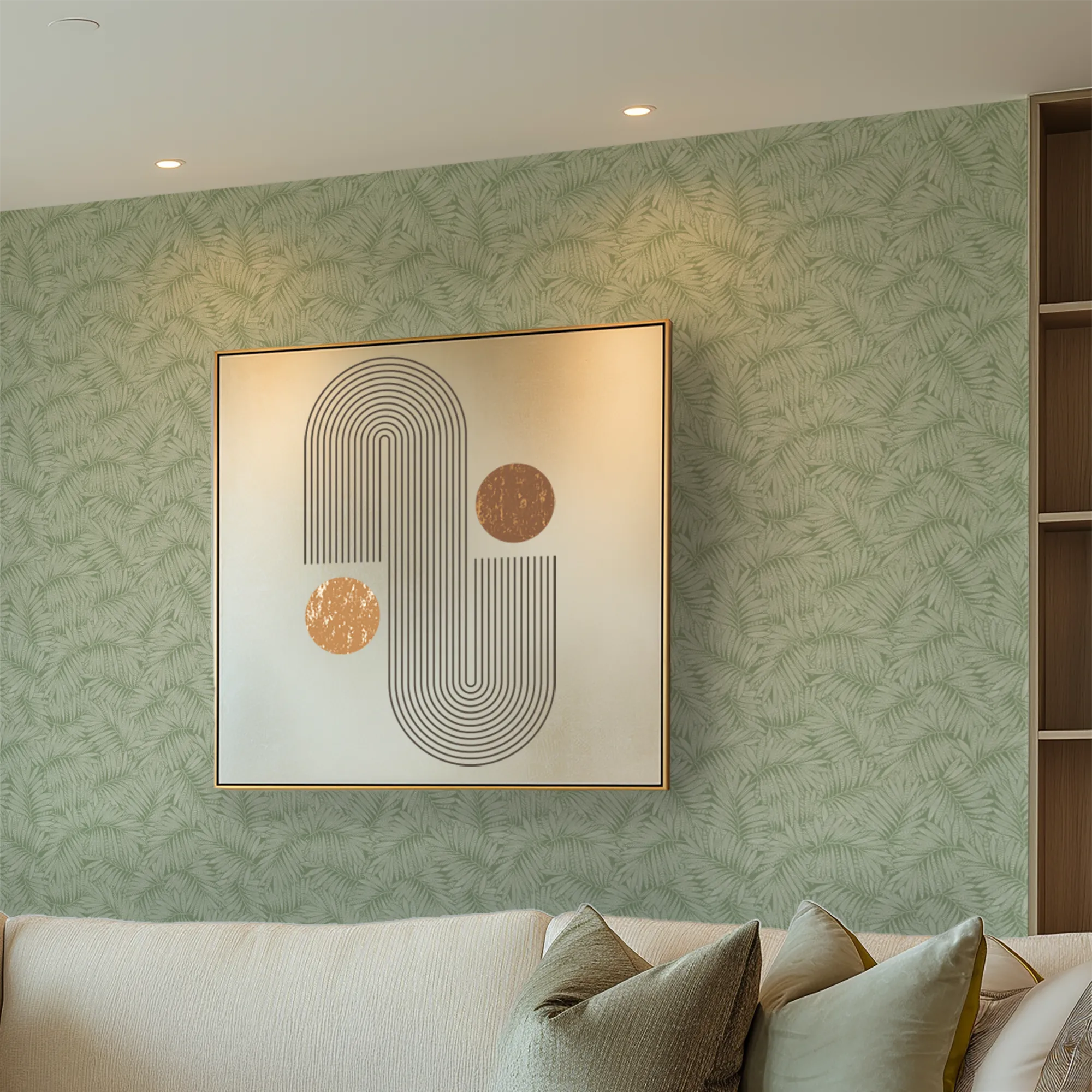 Fern Leaf Wallpaper in Cream on Pistachio