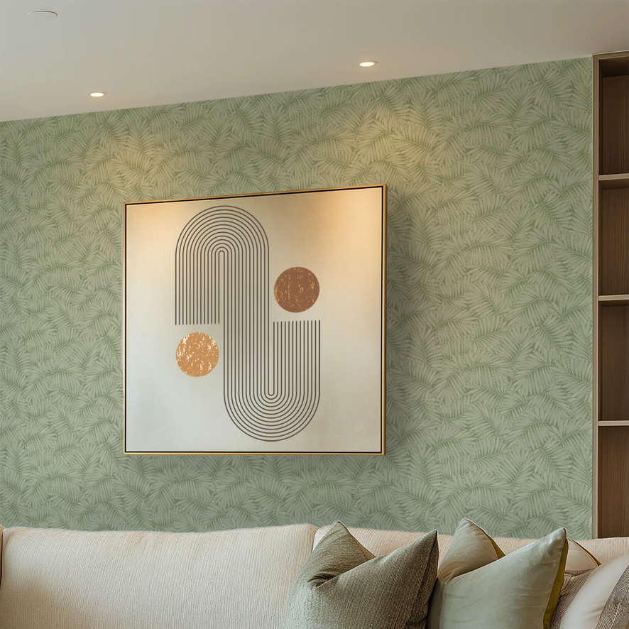 Fern Leaf Wallpaper in Cream on Pistachio