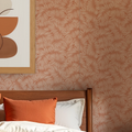 Fern Leaf Wallpaper in Cream on Terracotta