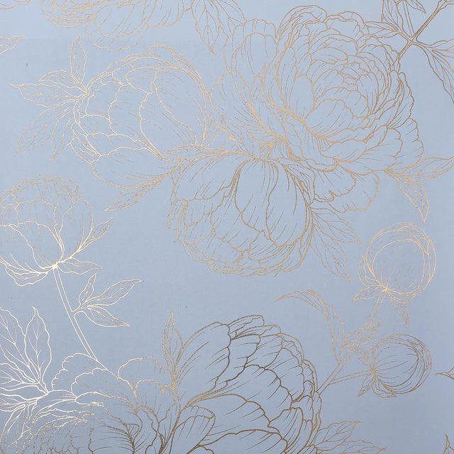 Flora Wallpaper in Blue with Gold Foil