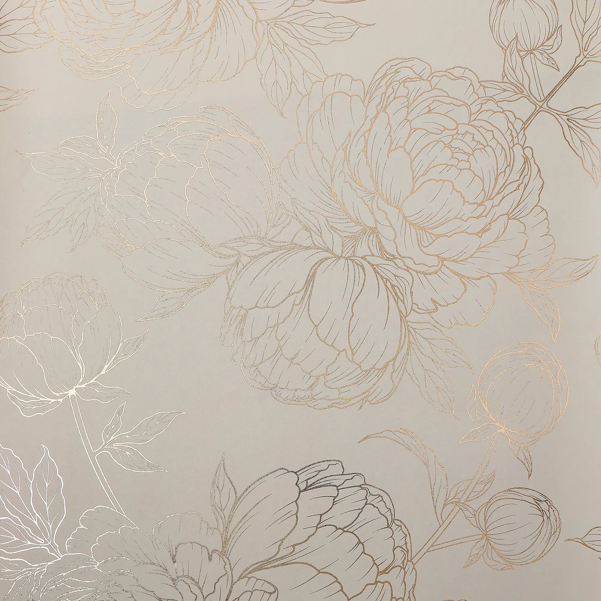 Flora Wallpaper in Cream with Gold Foil