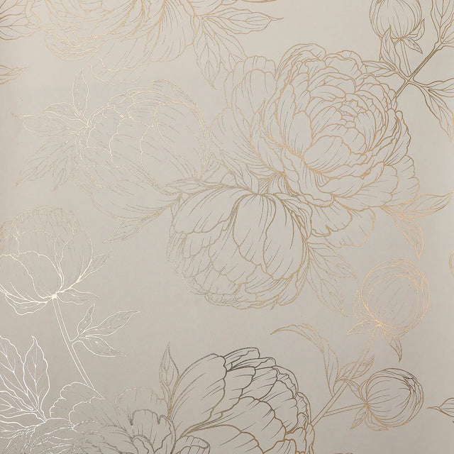 Flora Wallpaper in Cream with Gold Foil