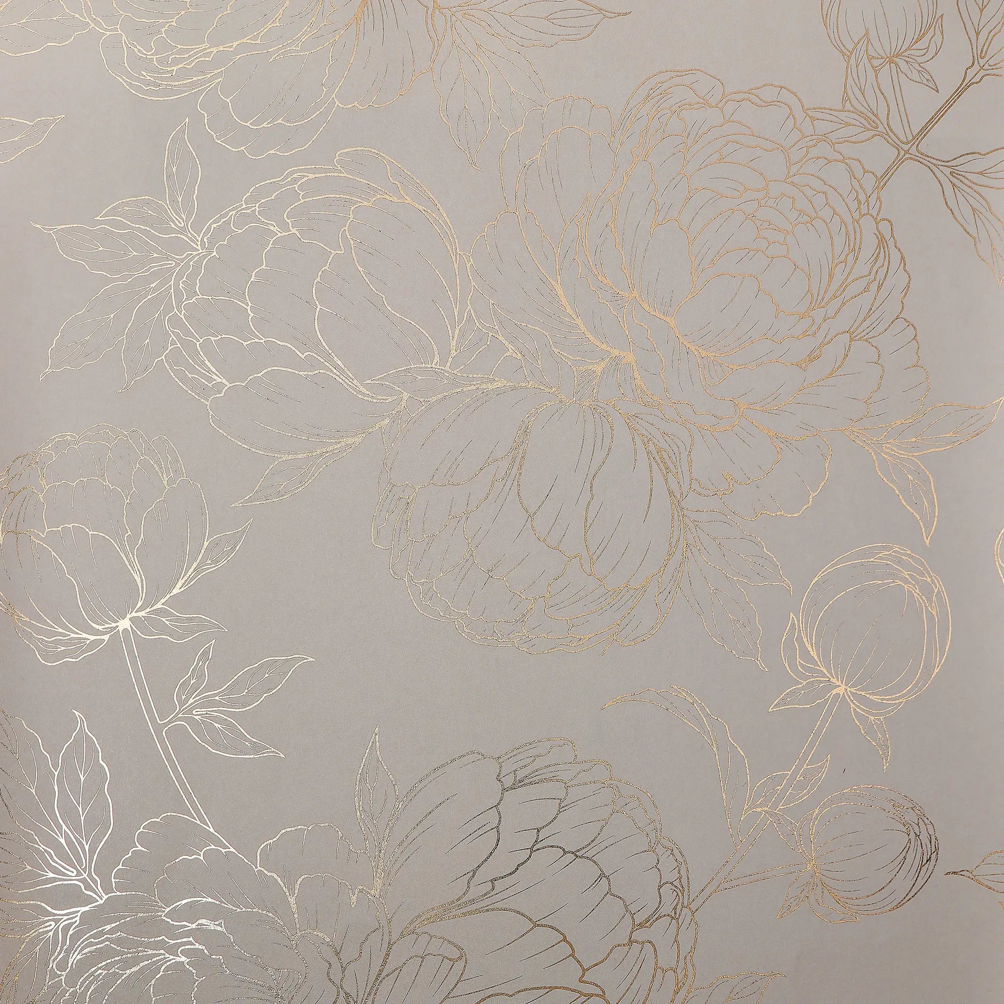 Flora Wallpaper in Grey with Gold Foil