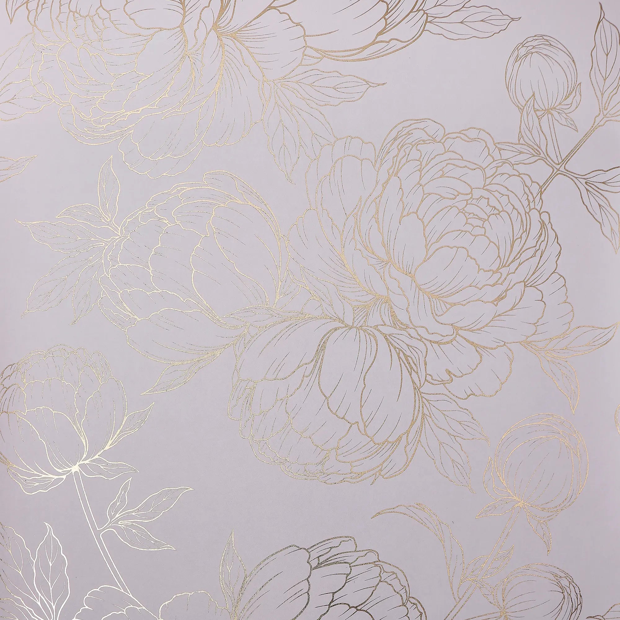 Flora Wallpaper in Lilac with Gold Foil