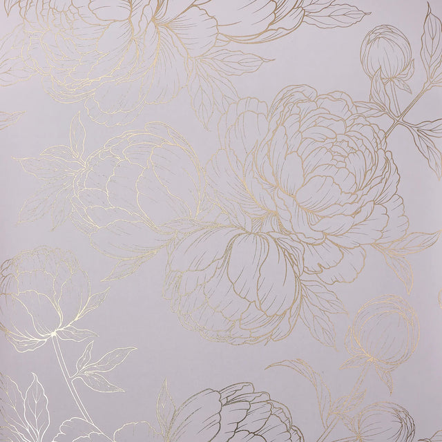 Flora Wallpaper in Lilac with Gold Foil