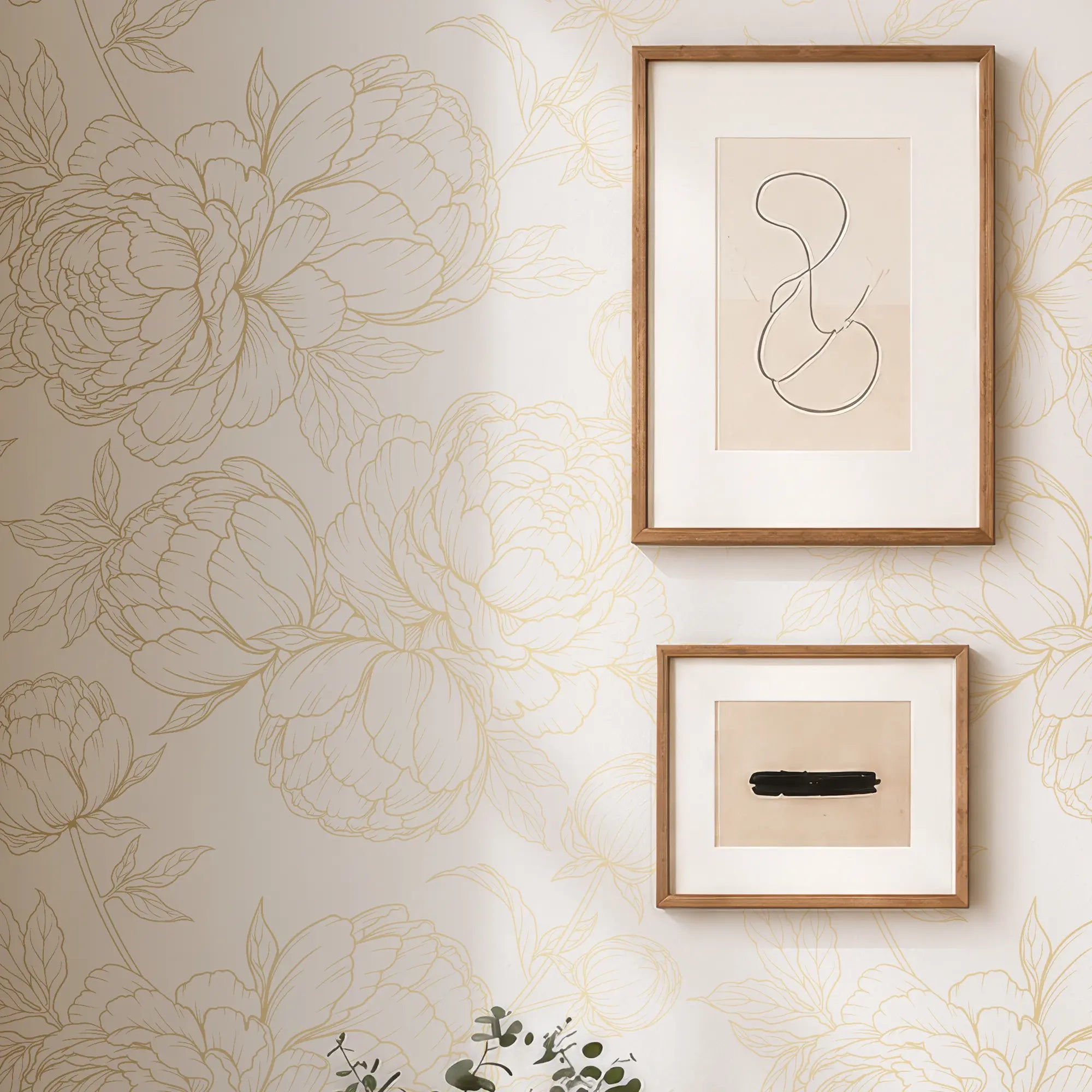 Flora Wallpaper in Off White with Gold Foil