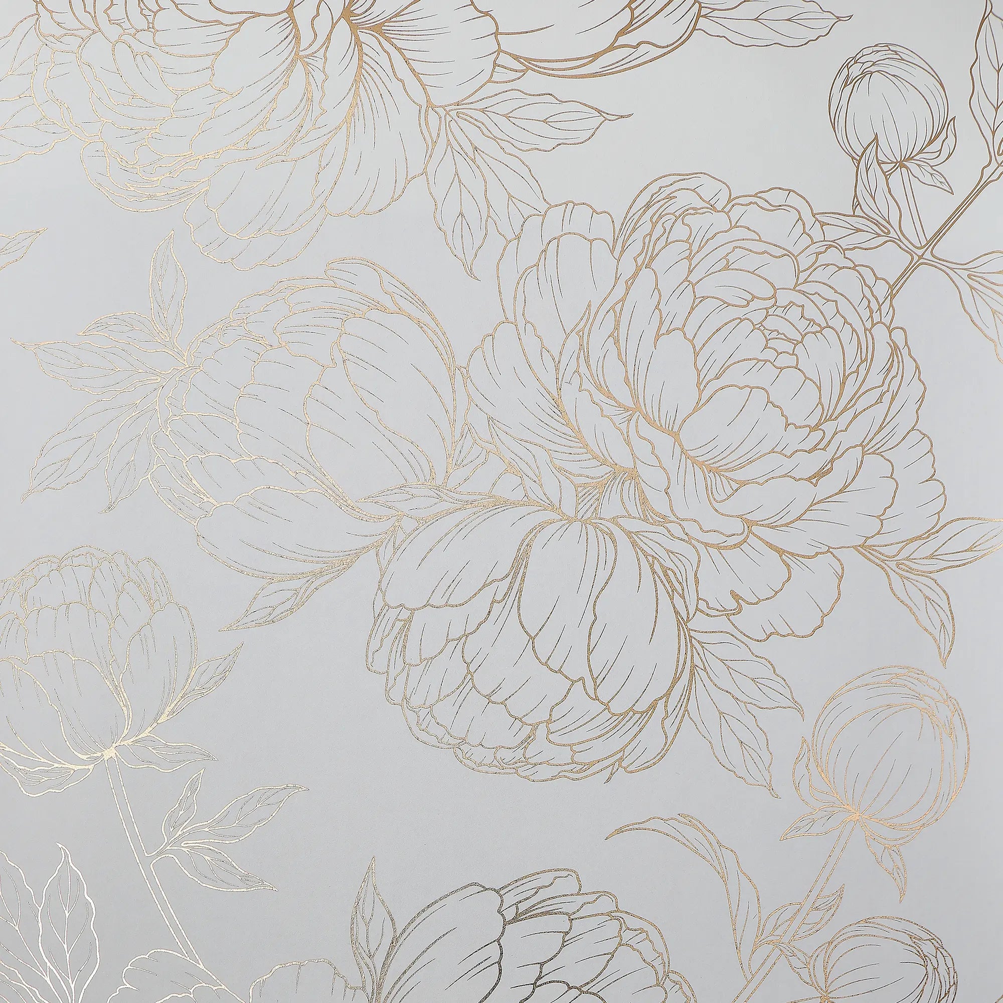 Flora Wallpaper in Off White with Gold Foil