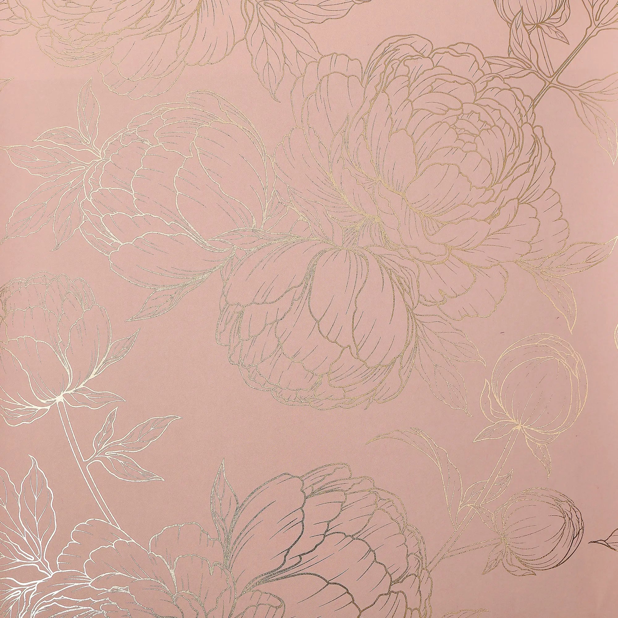 Flora Wallpaper in Pink with Gold Foil