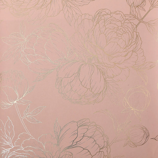 Flora Wallpaper in Pink with Gold Foil