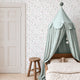 Floral Pinstripe Wallpaper in Light Pink and Soft Blue