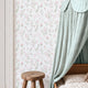 Floral Pinstripe Wallpaper in Light Pink and Soft Blue