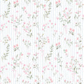 Floral Pinstripe Wallpaper in Light Pink and Soft Blue