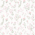 Floral Pinstripe Wallpaper in Light Pink and Stone