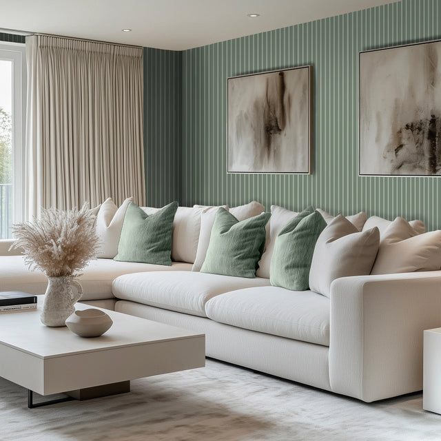 Fluted Panel Wallpaper in Sage Green