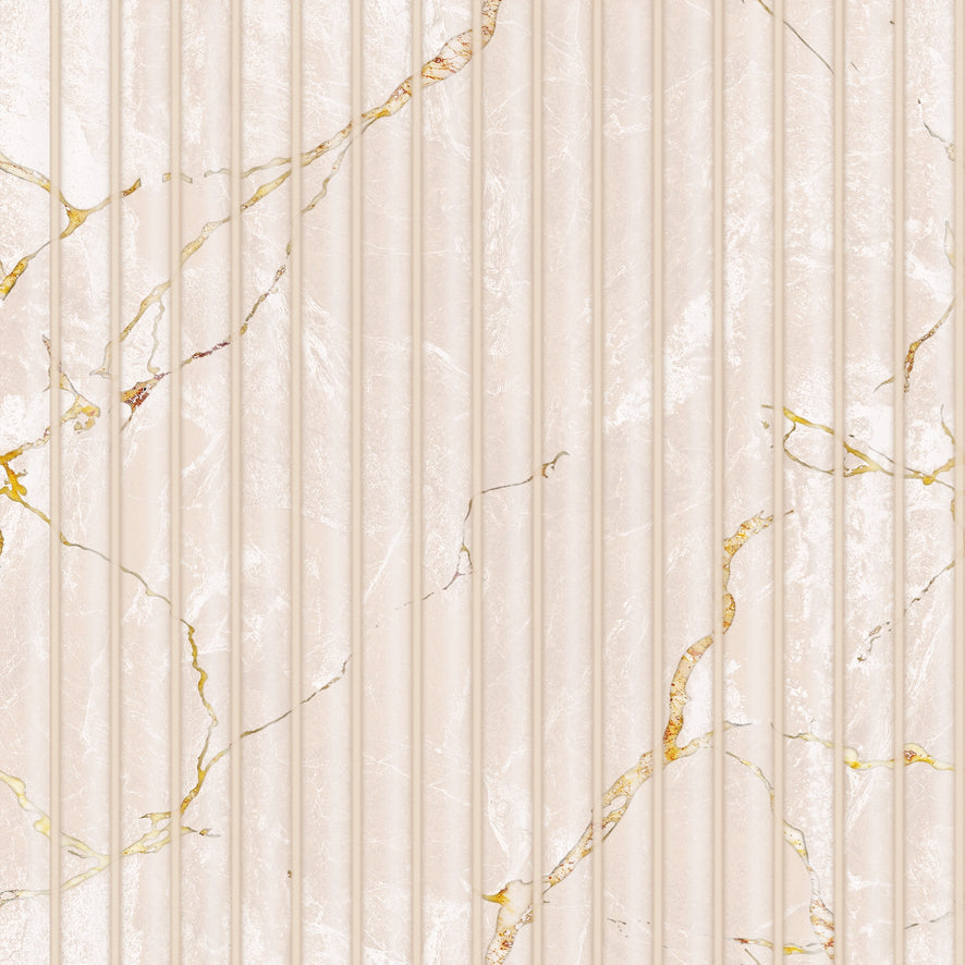 Fluted Marble Panel Wallpaper in Cream