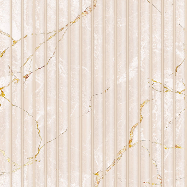 Fluted Marble Panel Wallpaper in Cream