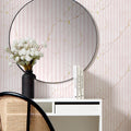 Fluted Marble Panel Wallpaper in Pink