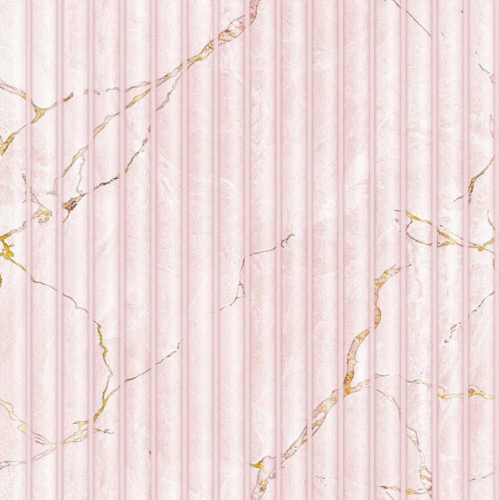 Fluted Marble Panel Wallpaper in Pink