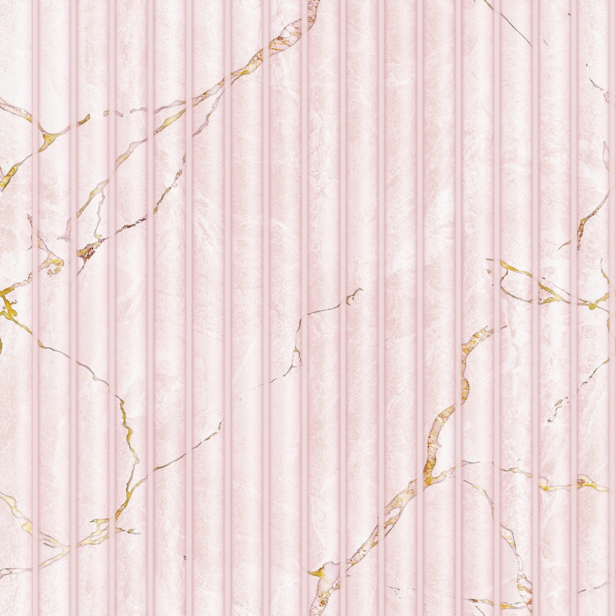 Fluted Marble Panel Wallpaper in Pink