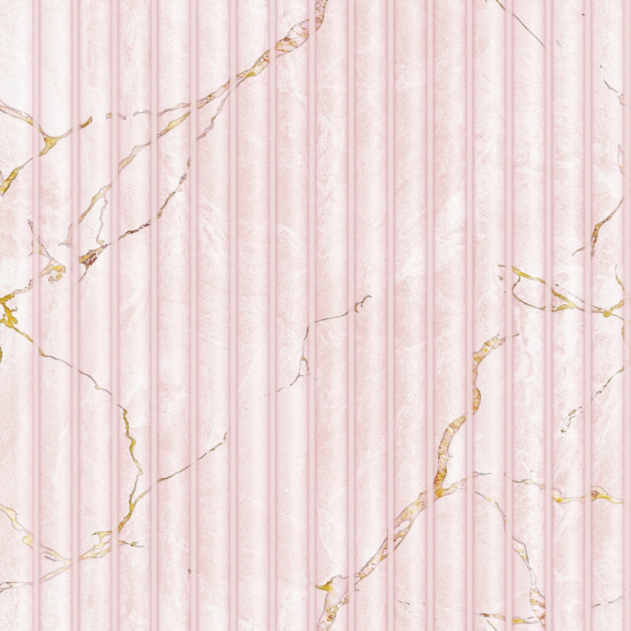 Fluted Marble Panel Wallpaper in Pink