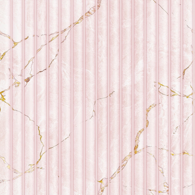 Fluted Marble Panel Wallpaper in Pink