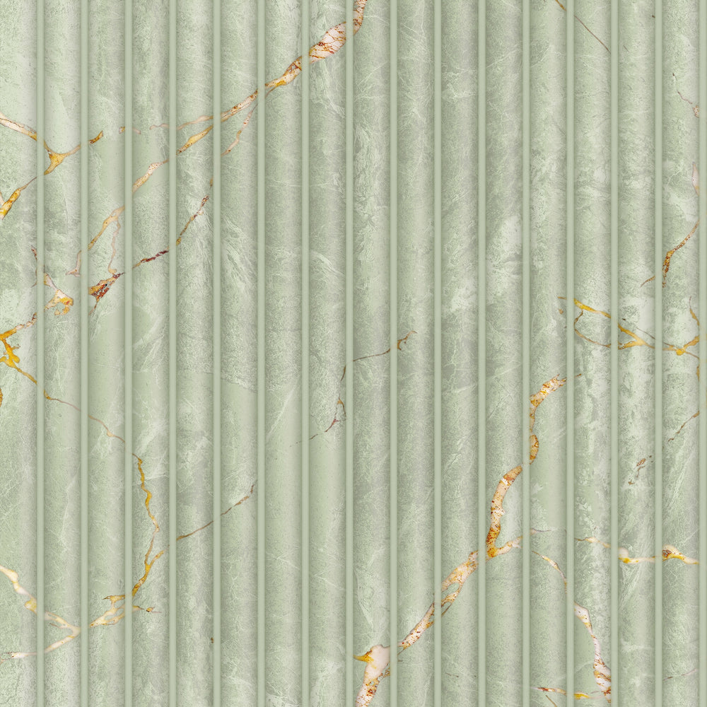Fluted Marble Panel Wallpaper in Sage