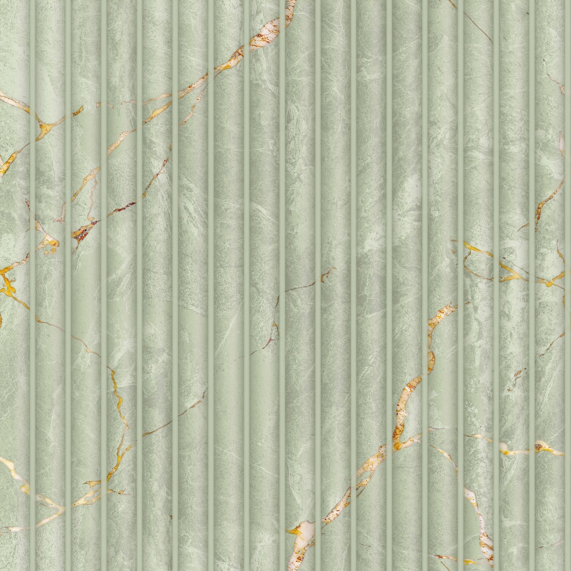 Fluted Marble Panel Wallpaper in Sage