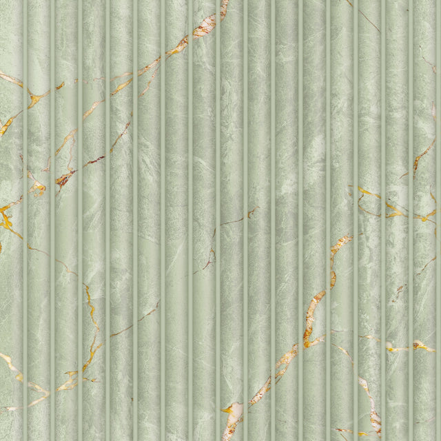 Fluted Marble Panel Wallpaper in Sage