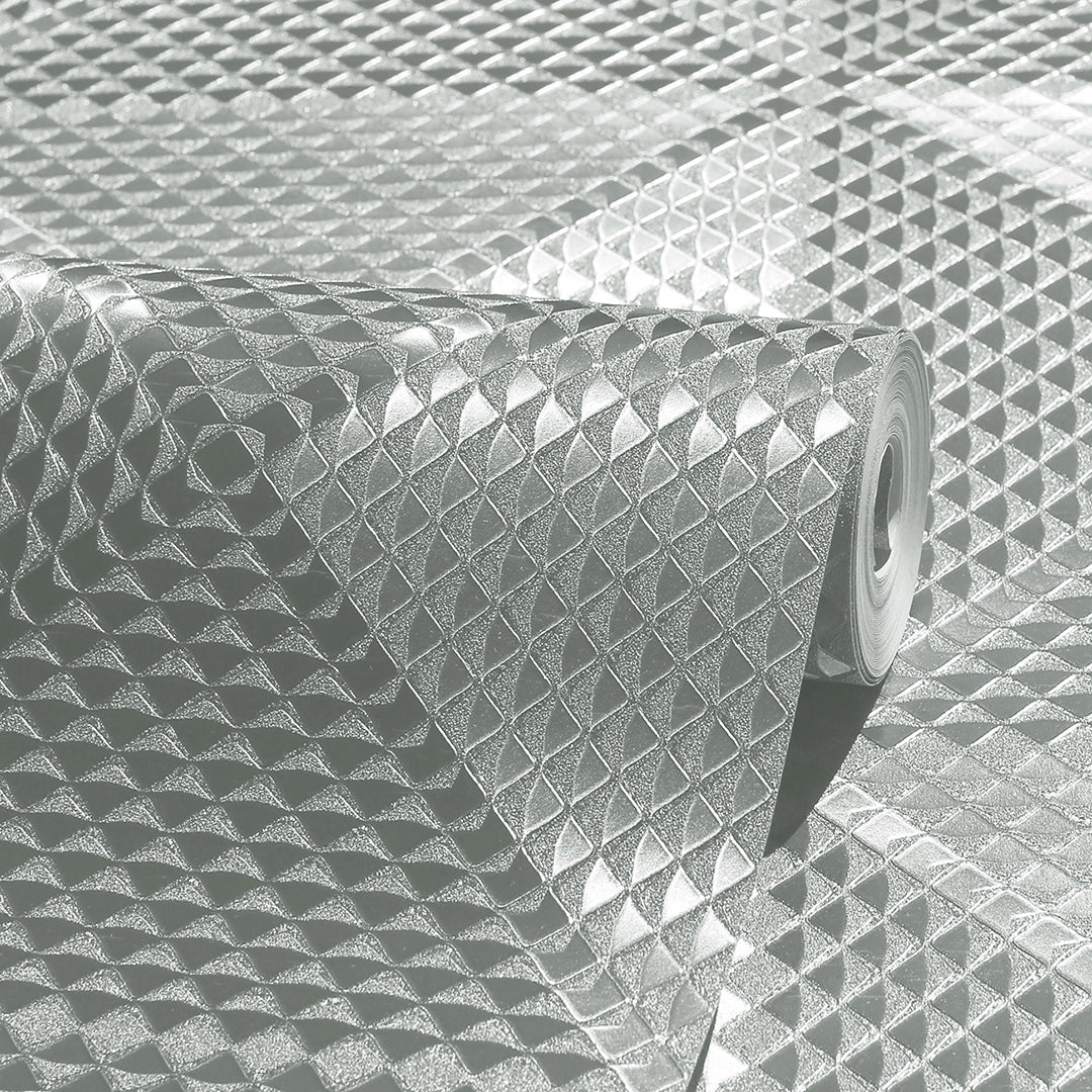 Foil Geo Wallpaper in Silver