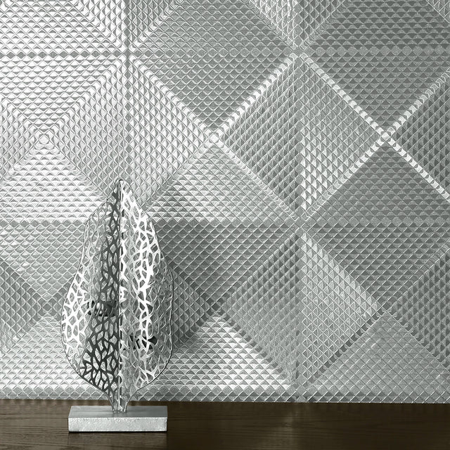 Foil Geo Wallpaper in Silver