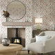 Folk Foliage Wallpaper in Vintage Pink and Sage