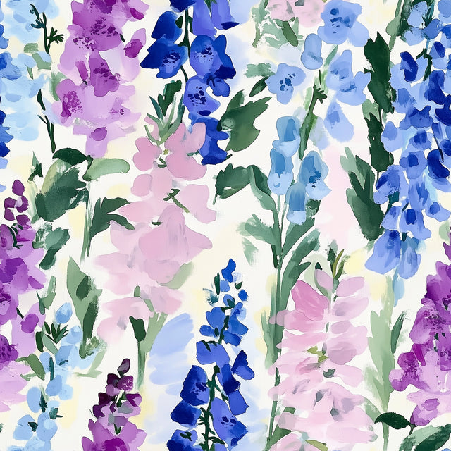 Foxglove Folly Wallpaper in Lilac and Blues