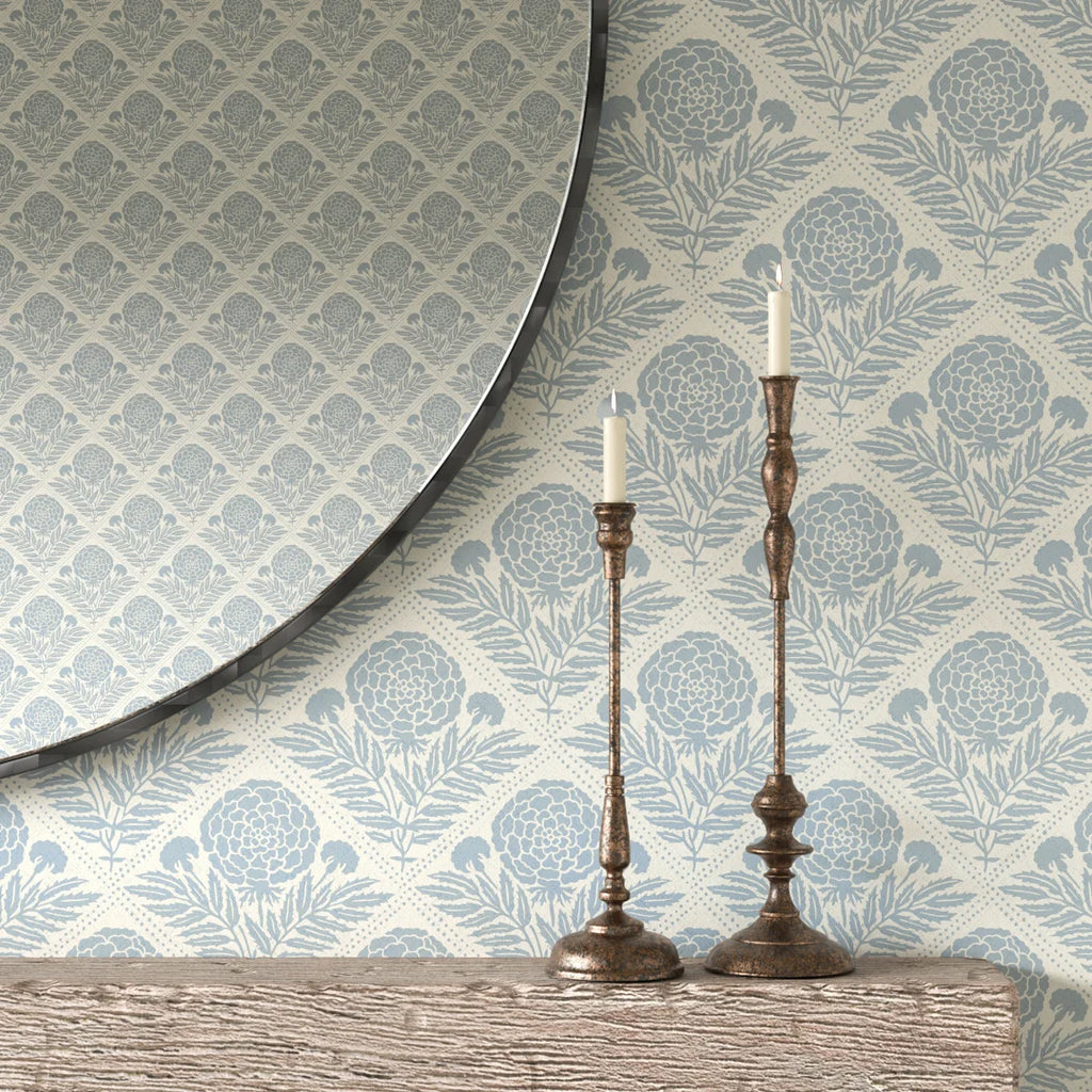 Garden Tapestry Wallpaper in Soft Blue