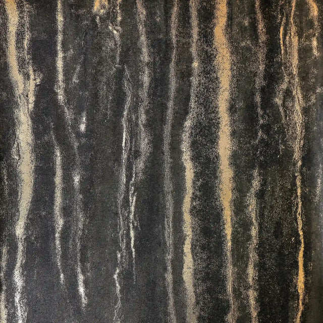 Gold Bark Wallpaper in Charcoal with Gold Foil