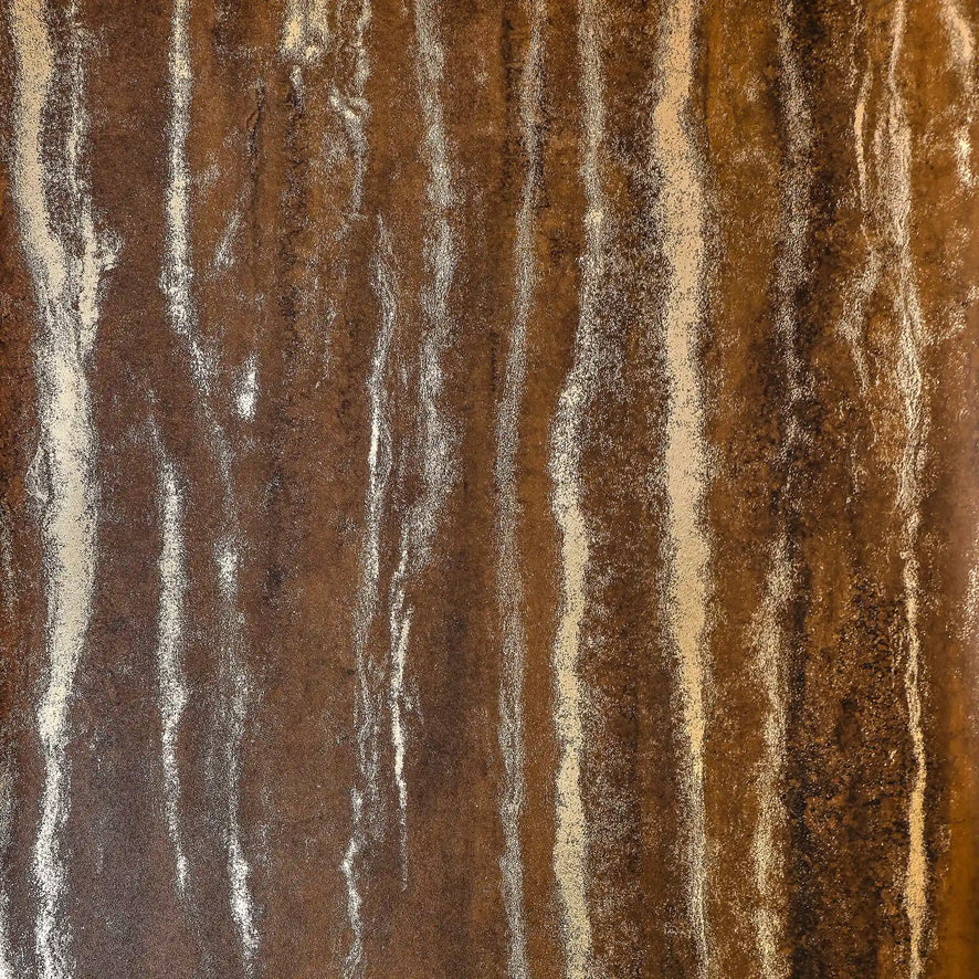 Gold Bark Wallpaper in Chocolate with Gold Foil