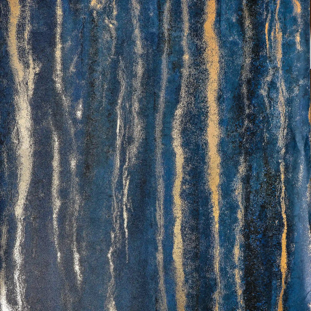 Gold Bark Wallpaper in Navy with Gold Foil
