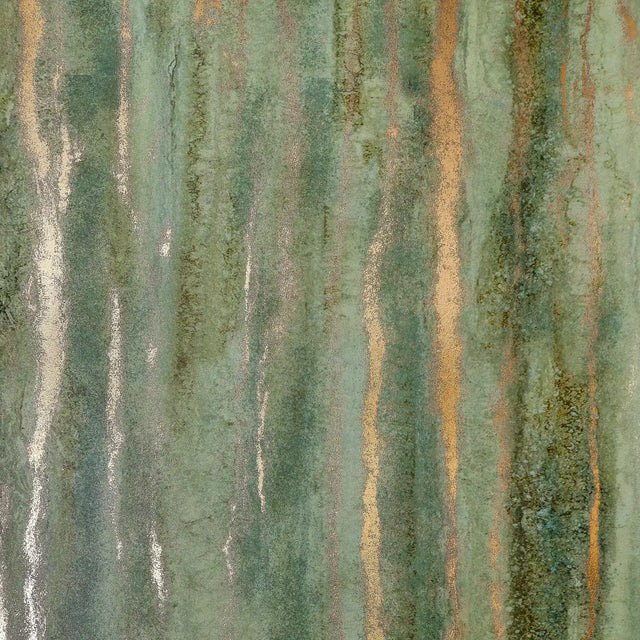 Gold Bark Wallpaper in Sage with Gold Foil