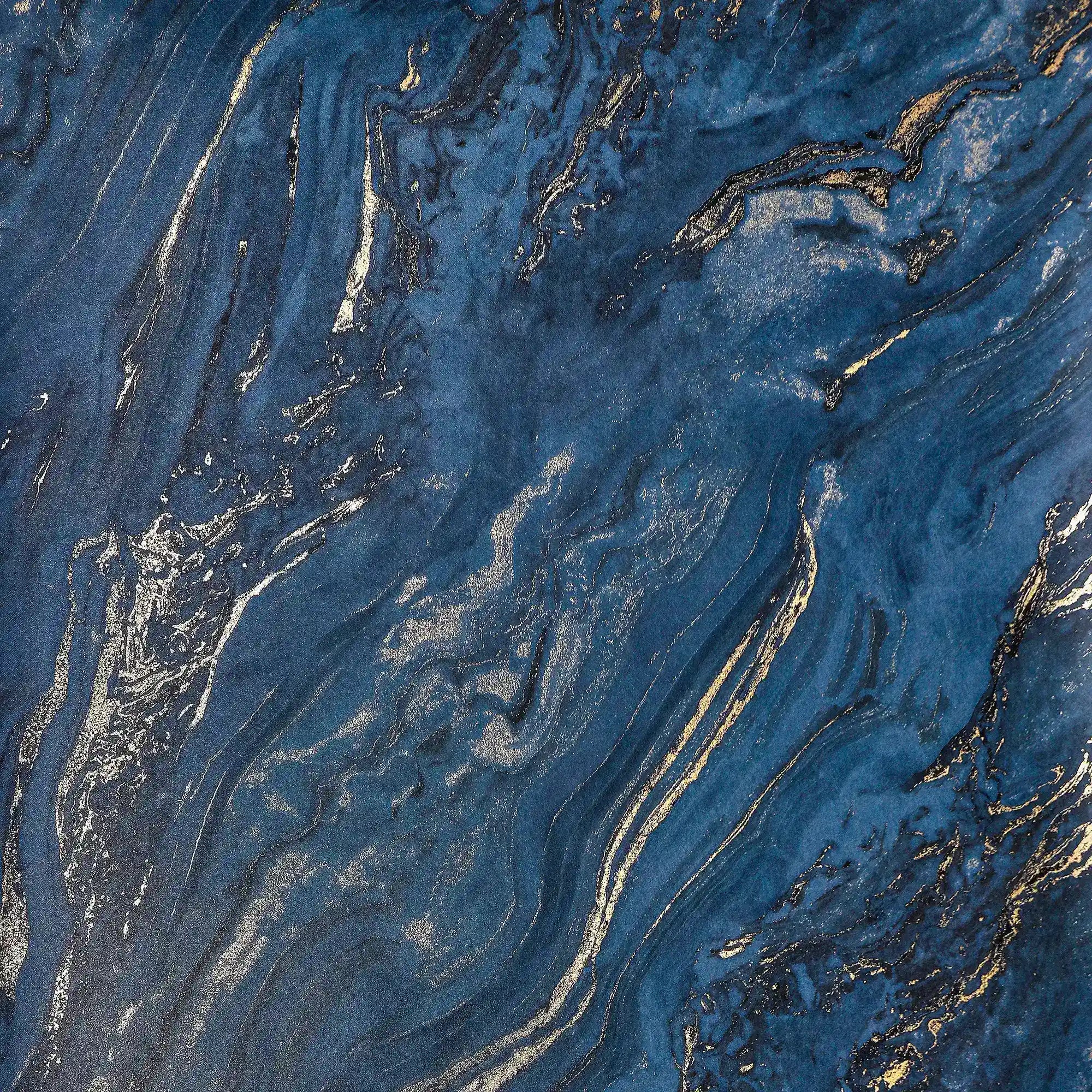 Gold Marble Wallpaper in Navy with Gold Foil