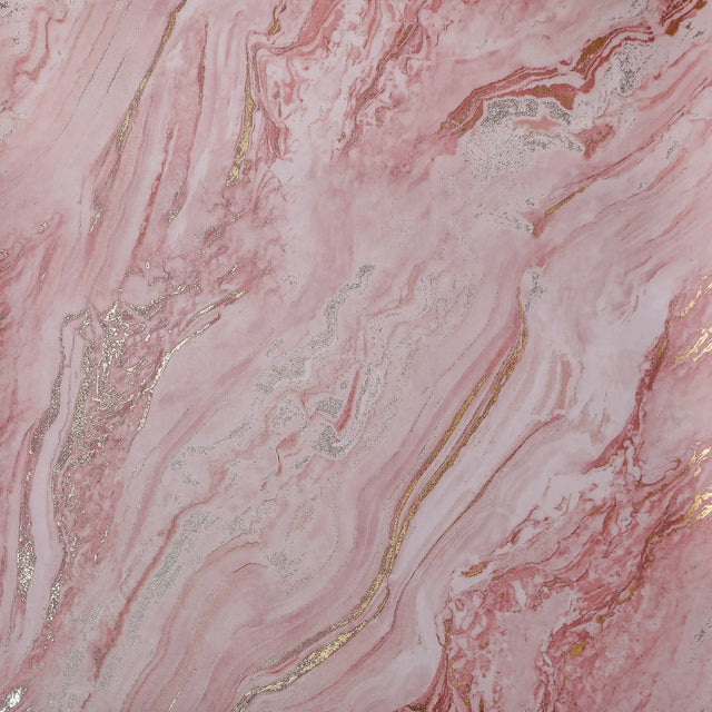 Gold Marble Wallpaper in Pink with Gold Foil