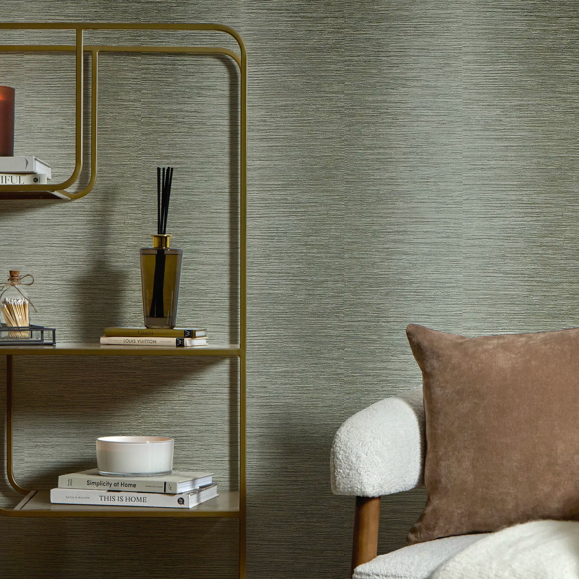 Golden Contours Wallpaper in Sage