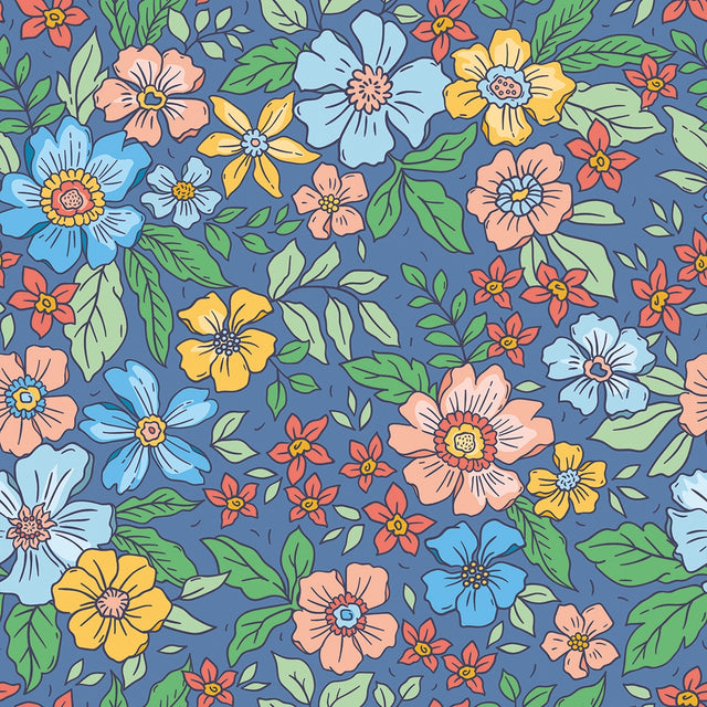 Gorgeous Gardenia Wallpaper in Blue