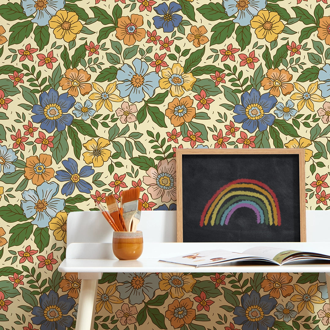 Gorgeous Gardenia Wallpaper in Lemon