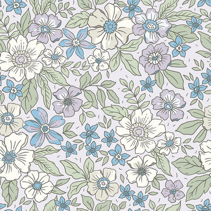 Gorgeous Gardenia Wallpaper in Soft Lilacs and Sage