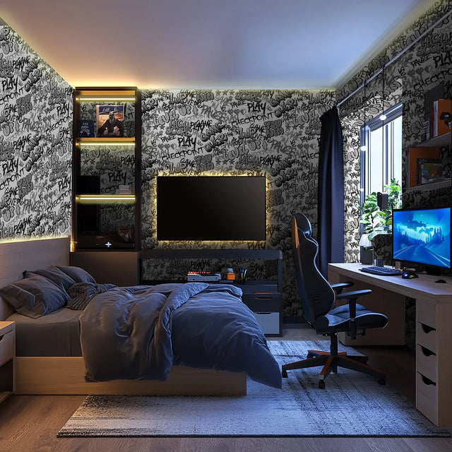 Graffiti Gamer Wallpaper in Monochrome