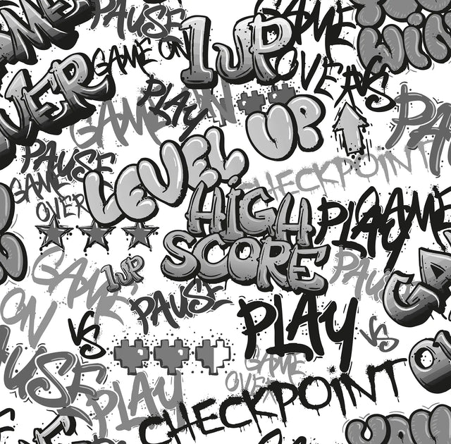 Graffiti Gamer Wallpaper in Monochrome