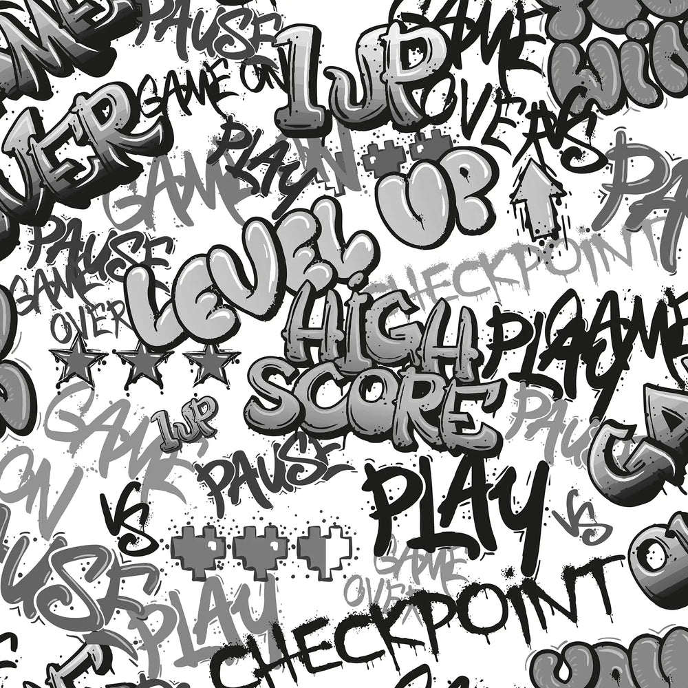 Sample of Graffiti Gamer Wallpaper in Monochrome