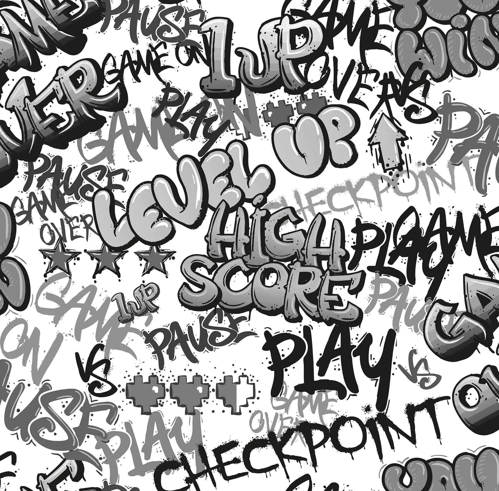 Sample of Graffiti Gamer Wallpaper in Monochrome