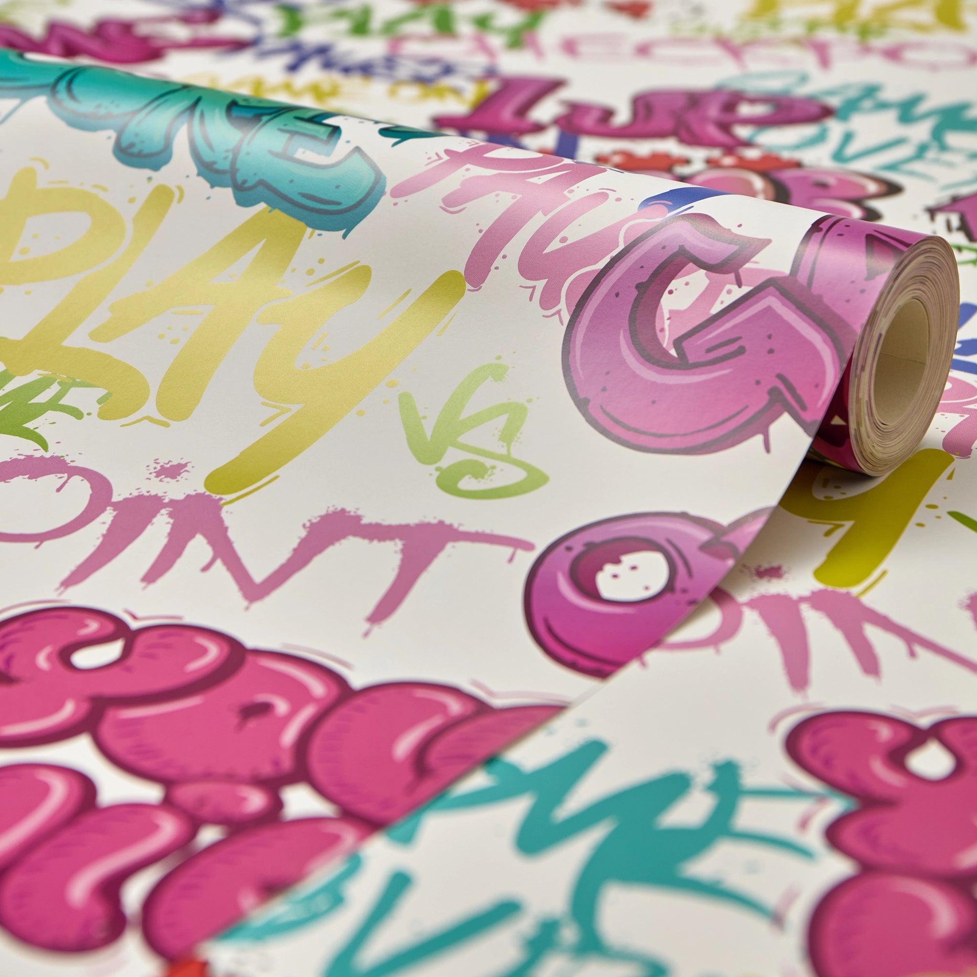 Graffiti Gamer Wallpaper in Pink on White